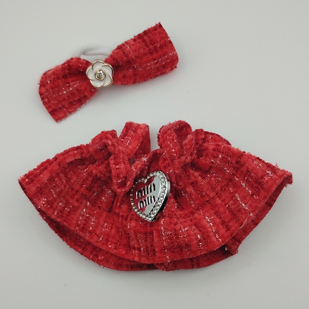 2/15$ LABUBU OUTFITS Labubu Miu Miu Vibes Red Dress With Matching Bow - Picture 2 of 2